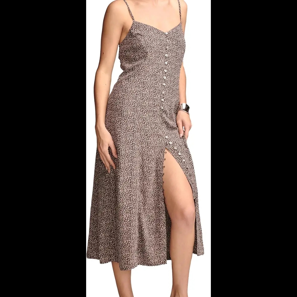Lucky Brand Button Front Midi Slip Dress Medium